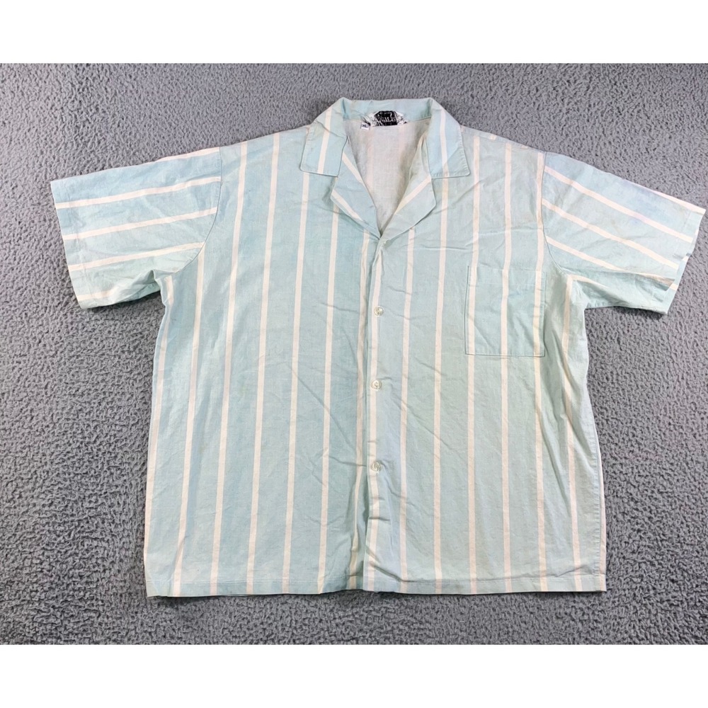 Vintage Henry Striped Button Up Men XL‎ Camp Collar Made in USA Dad Grunge 90s